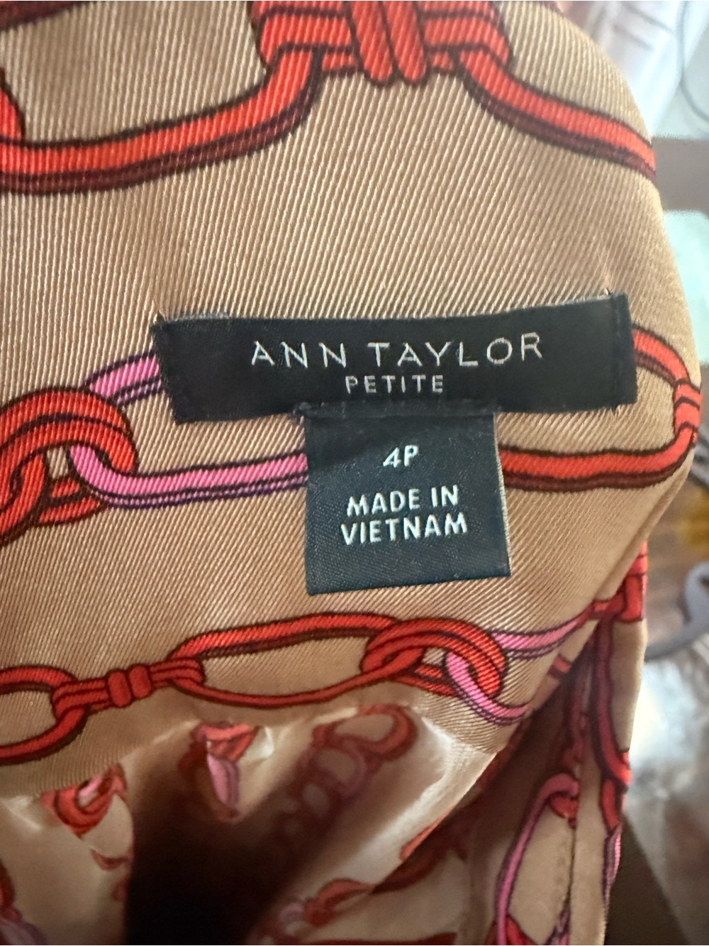 Ann Taylor Red and Cream Patterned Belted Midi Dress - Picture 10 of 11